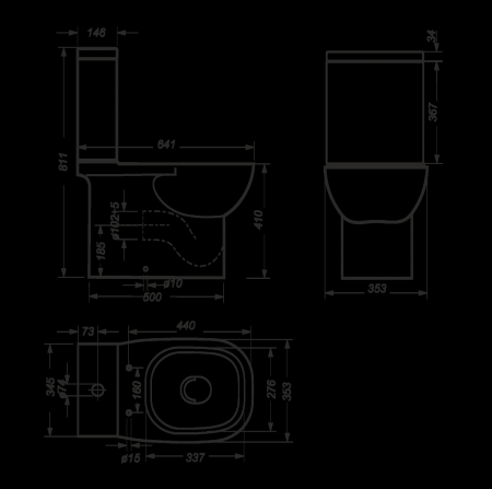 Унитаз Sanita Luxe Quadro DM Slim QDRSLCC01151022 с бачком и тонким сиденьем микролифт